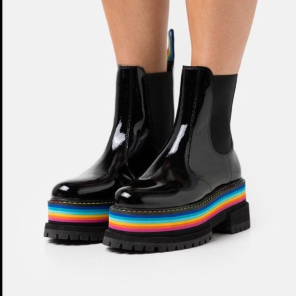 Rainbow Platform Combat Boots 